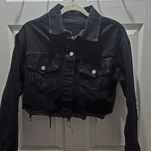 SHEIN Black Cropped Denim Jacket